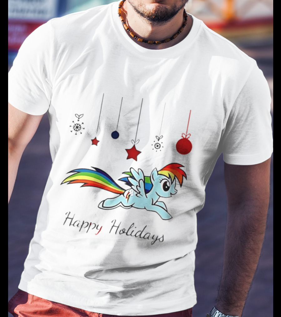 My Little Pony Rainbow Dash Happy Holidays Festive Ornament T-Shirt
