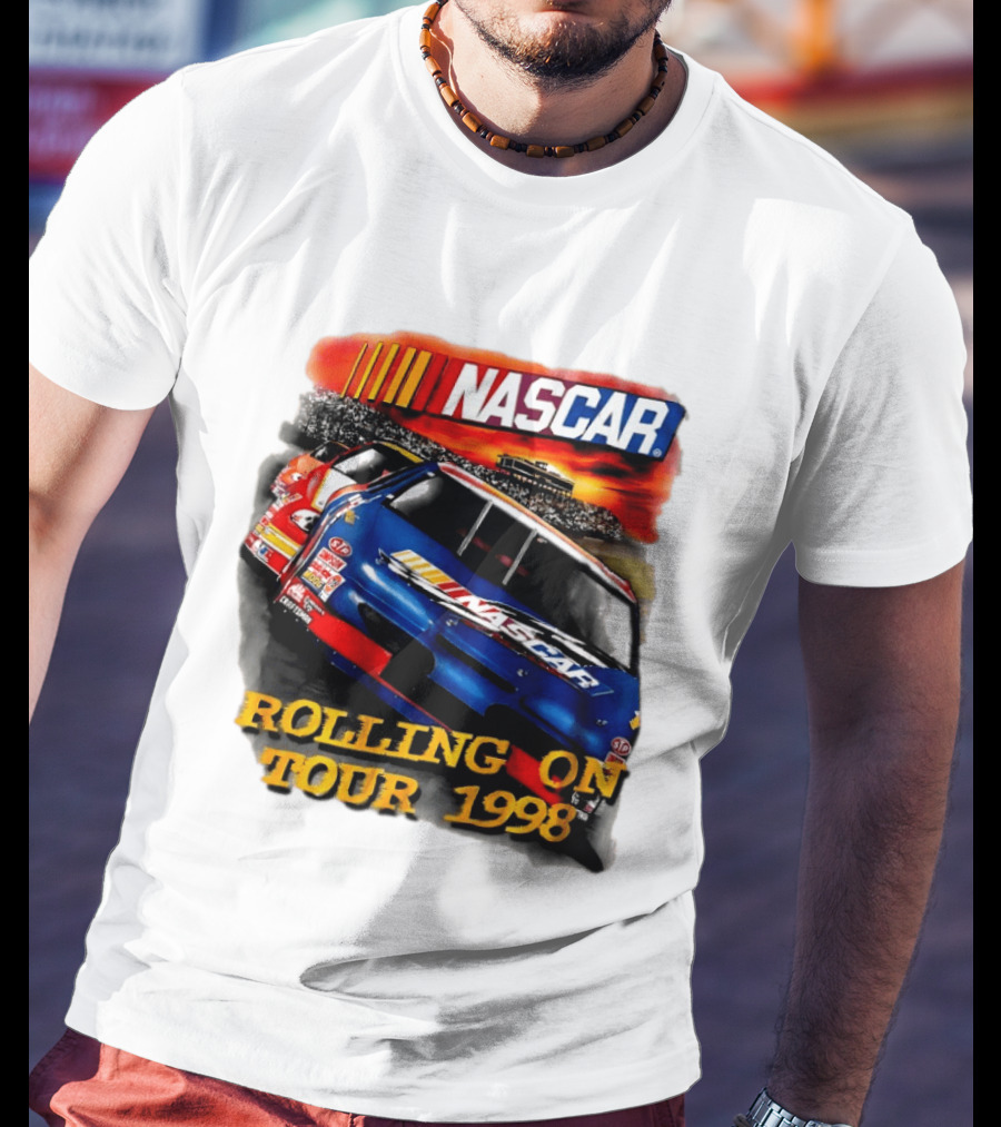 NASCAR Rolling On Tour 1998 Vintage Racing Scene T-Shirt