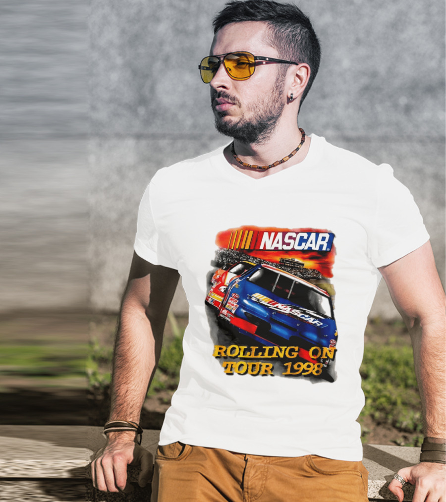NASCAR Rolling On Tour 1998 Vintage Racing Scene T-Shirt