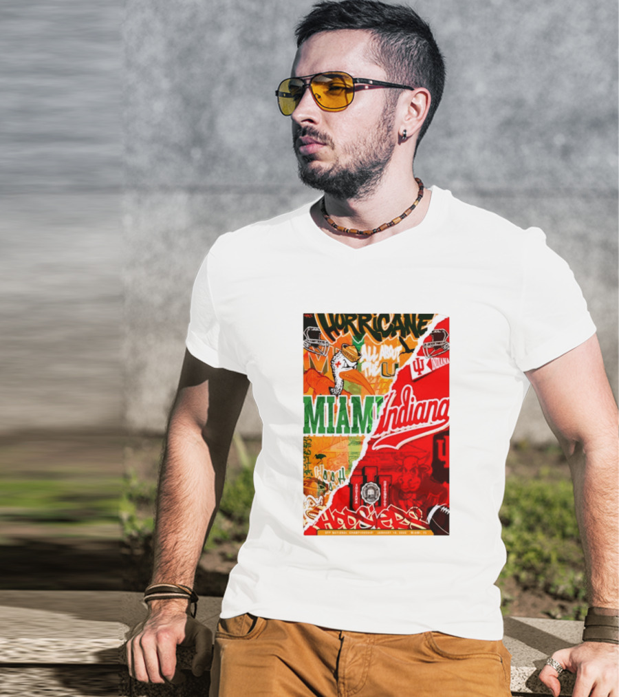 Miami Hurricanes Vs Indiana Hoosiers CFP National Championship January 19 2026 Wynwood Walls T-Shirt
