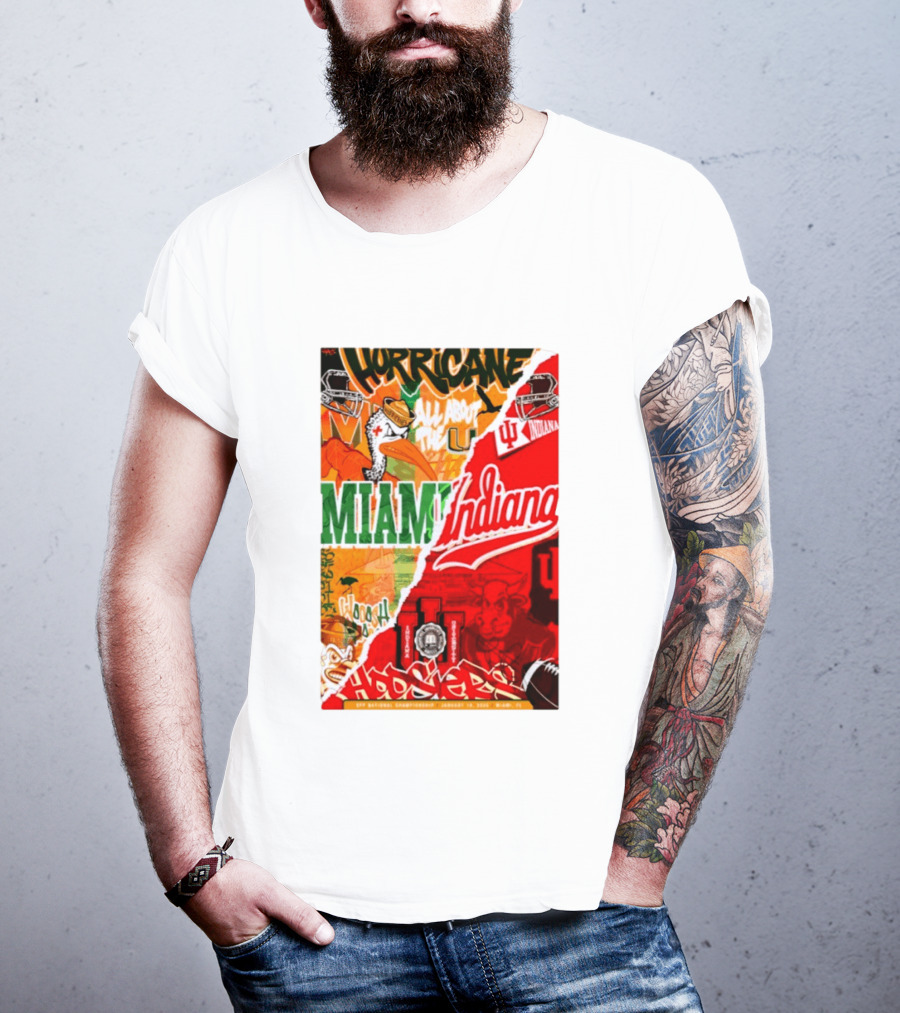 Miami Hurricanes Vs Indiana Hoosiers CFP National Championship January 19 2026 Wynwood Walls T-Shirt