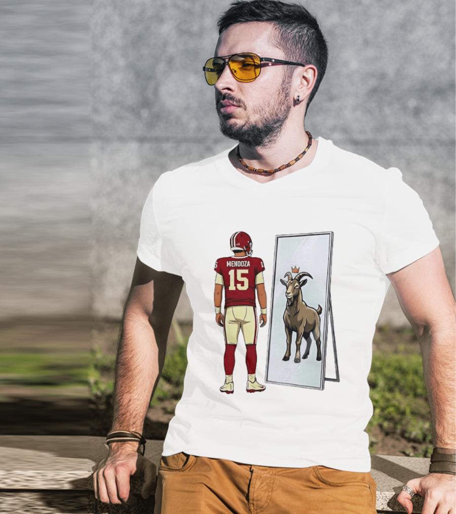 Fernando Mendoza Mirror 15 GOAT Indiana Hoosiers Football T-Shirt