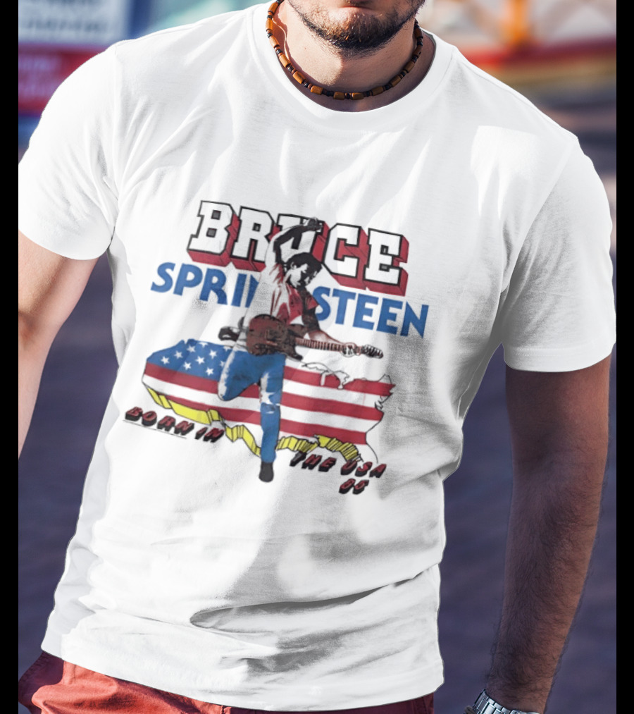 Bruce Springsteen Born In The USA 85 Map Guitar T-Shirt