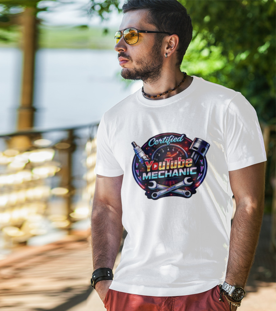 Certified YouTube Mechanic Spark Plug Wrench Piston RPM T-Shirt
