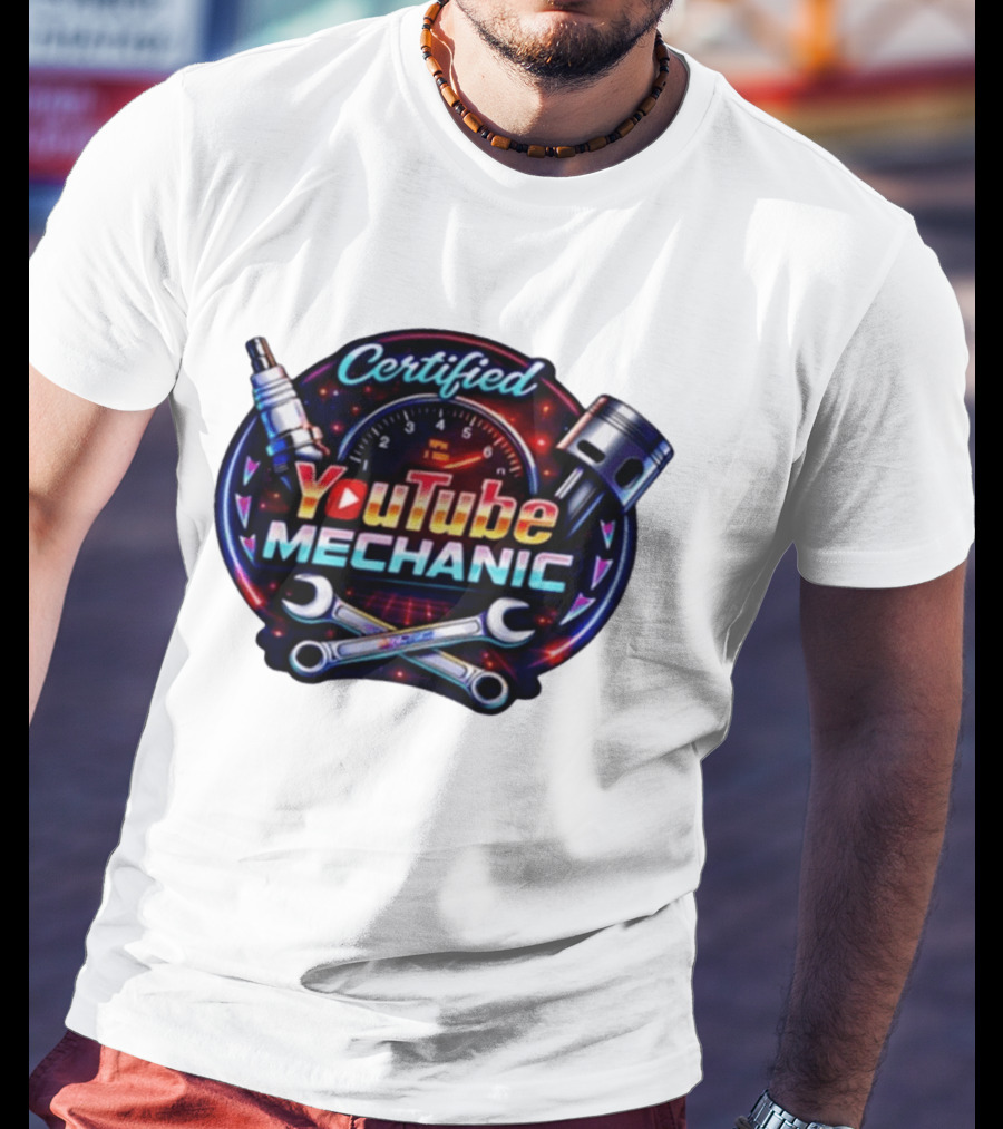 Certified YouTube Mechanic Spark Plug Wrench Piston RPM T-Shirt