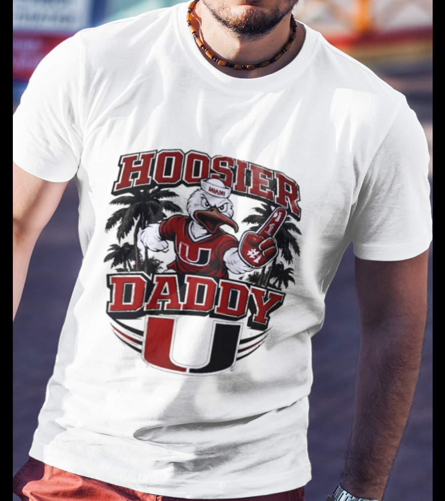 Hoosier Daddy Miami Hurricanes Sebastian The Ibis Number One T-Shirt