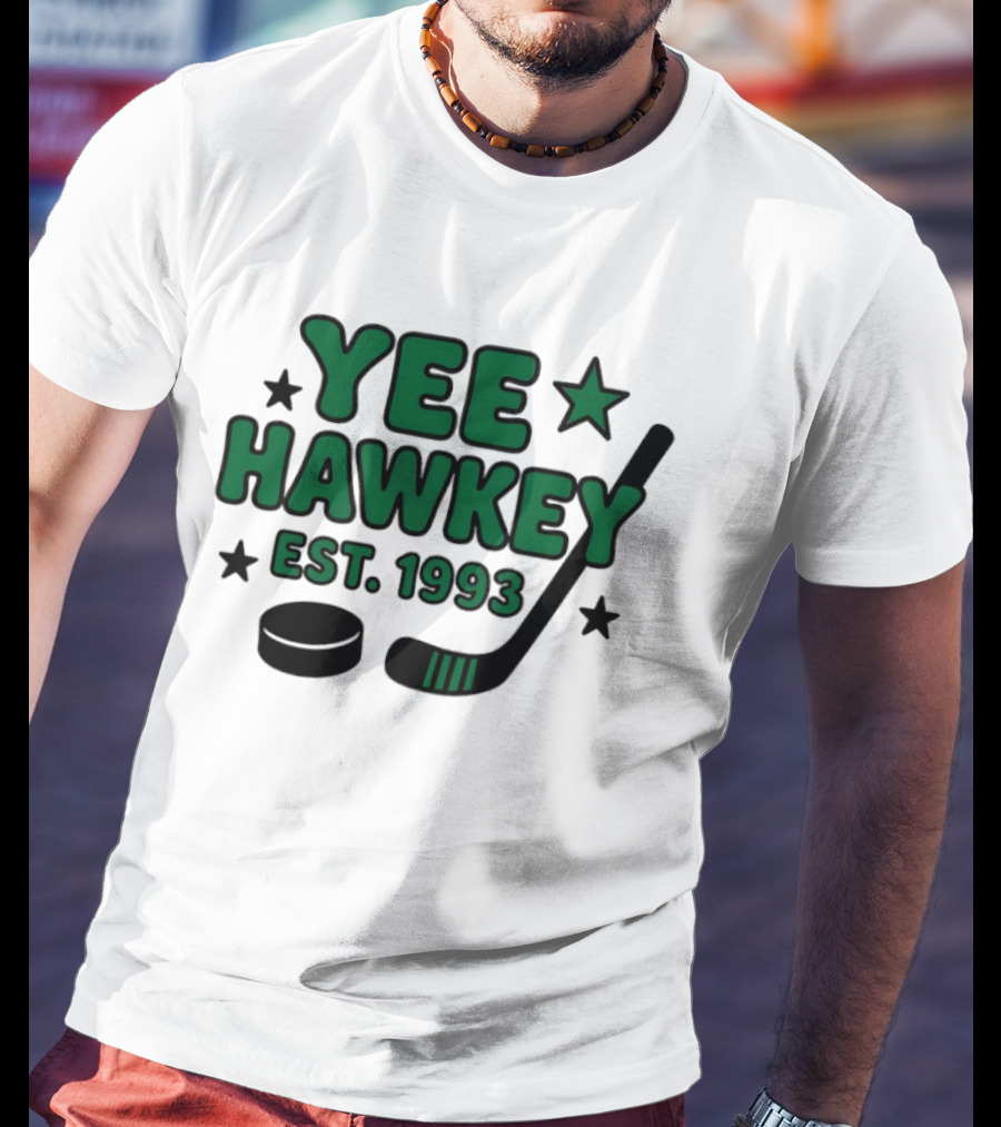 Yee Hawkey Hockey Stick Puck Stars Est 1993 T-Shirt