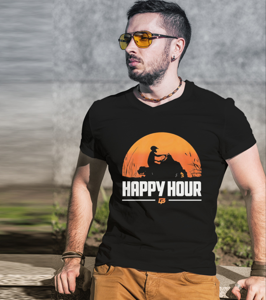 Happy Hour Motorcycle Sunset Silhouette Adventure T-Shirt