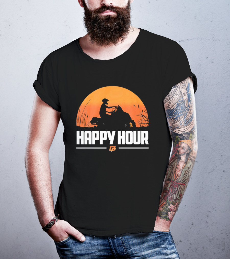 Happy Hour Motorcycle Sunset Silhouette Adventure T-Shirt