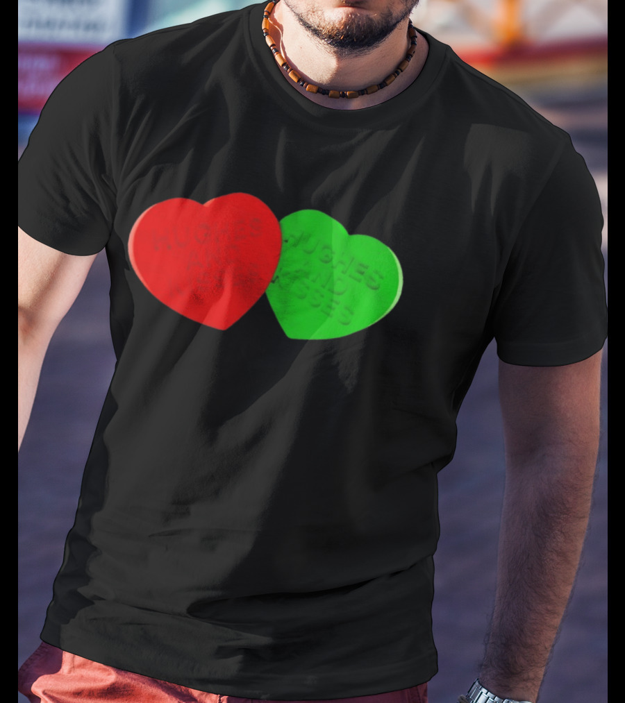 Hughes And Kisses Red Green Heart T-Shirt