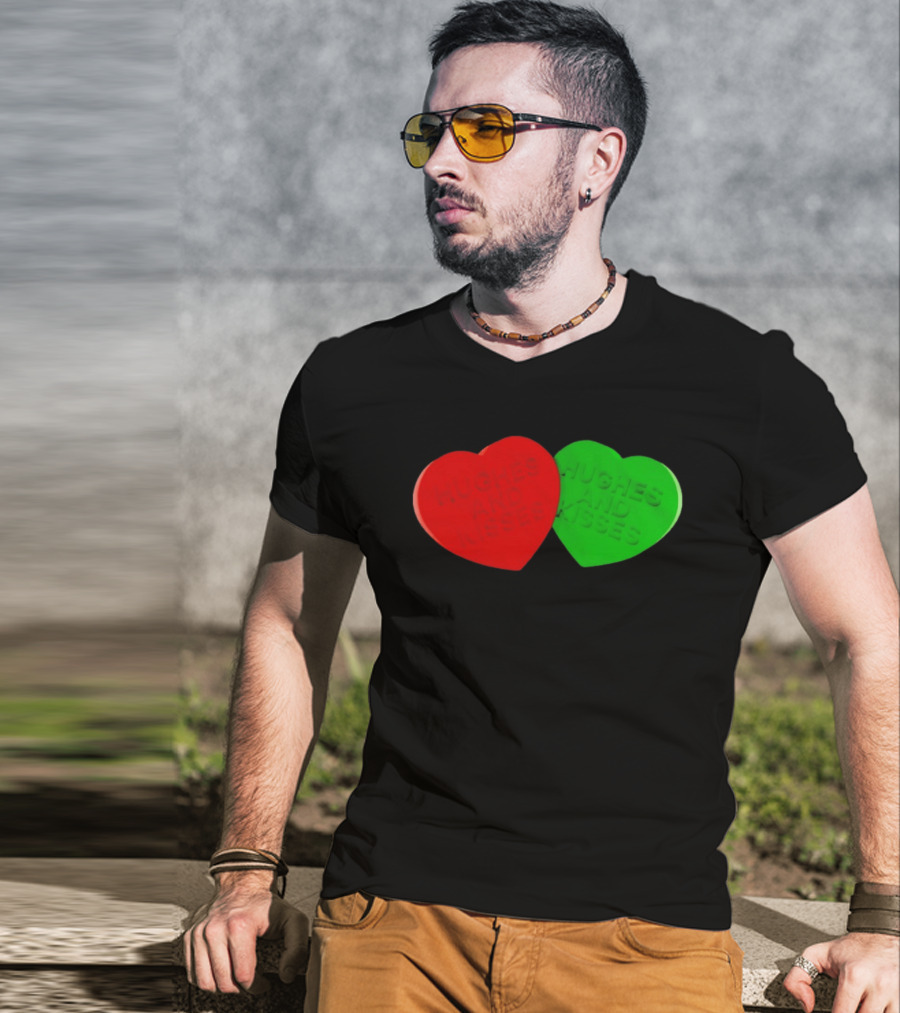 Hughes And Kisses Red Green Heart T-Shirt