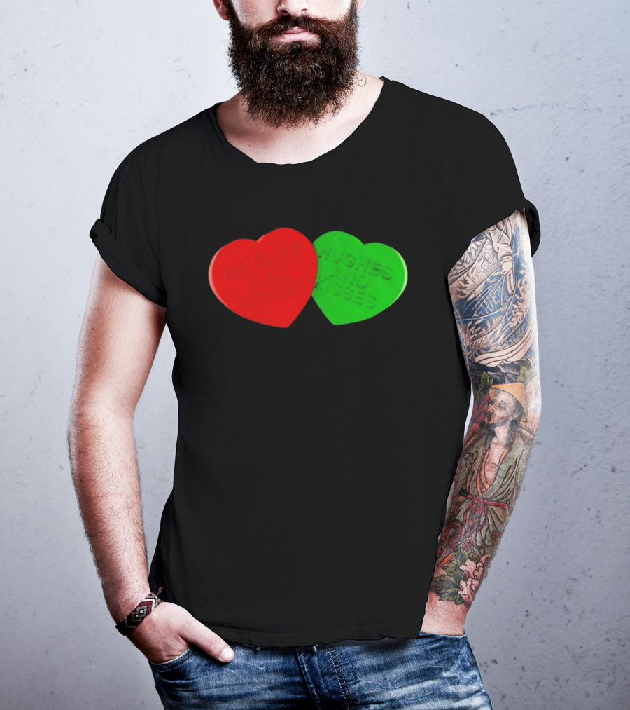 Hughes And Kisses Red Green Heart T-Shirt