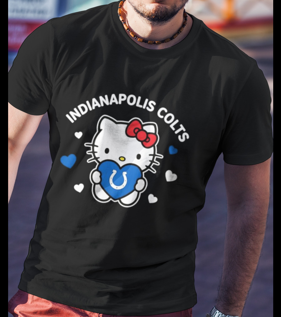 Indianapolis Colts Hello Kitty Blue Heart Valentine 2026 T-Shirt