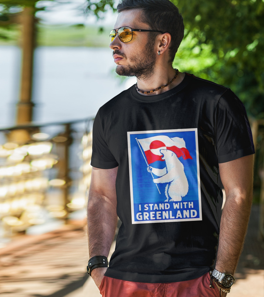 I Stand With Greenland Polar Bear Flag White Bear T-Shirt