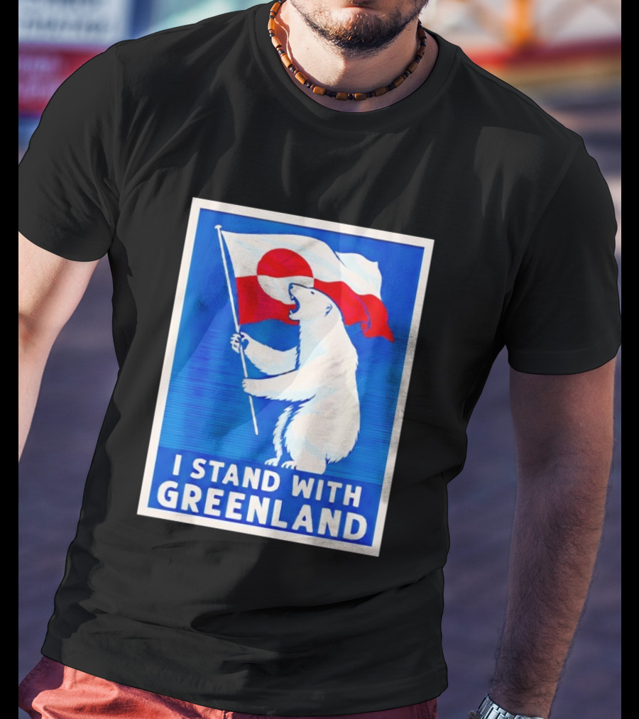 I Stand With Greenland Polar Bear Flag White Bear T-Shirt
