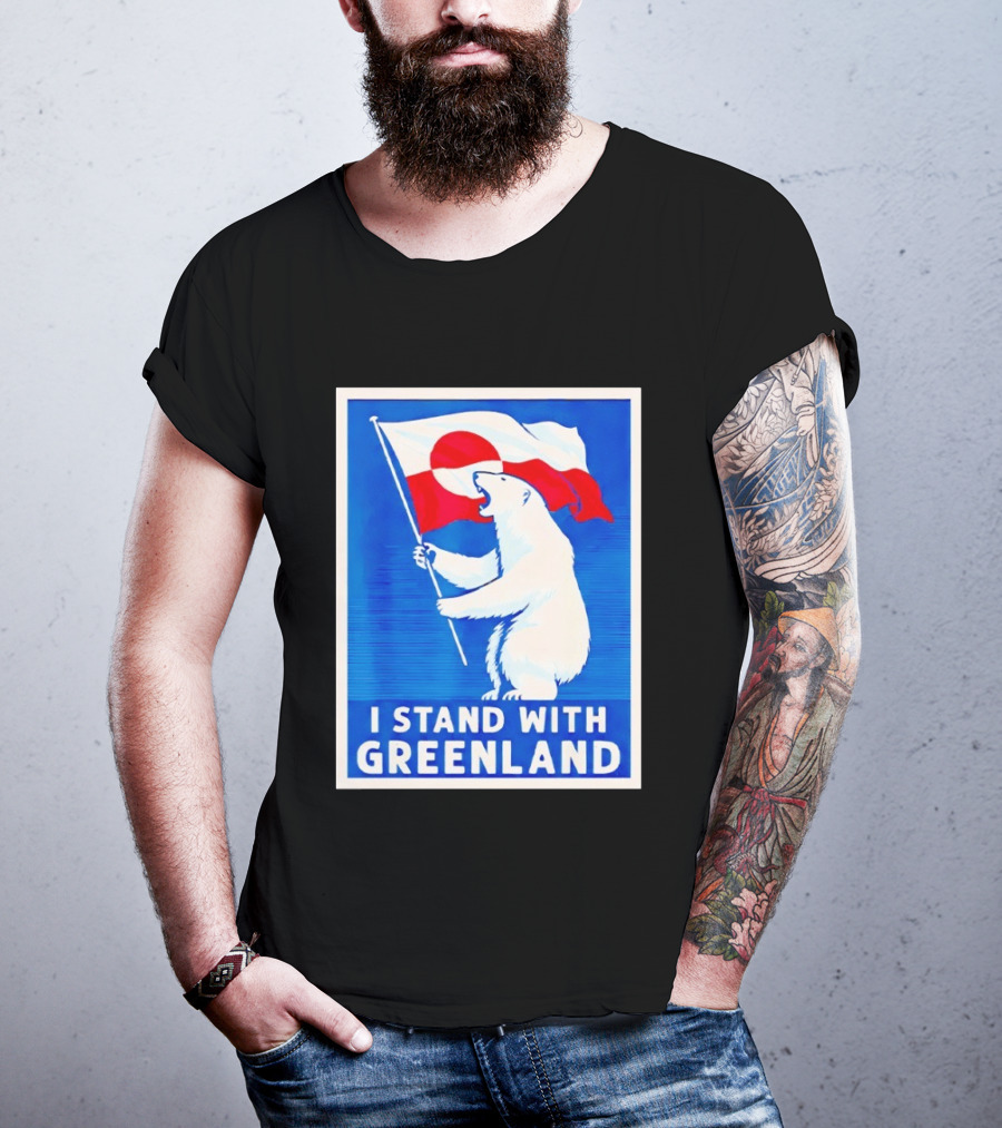 I Stand With Greenland Polar Bear Flag White Bear T-Shirt