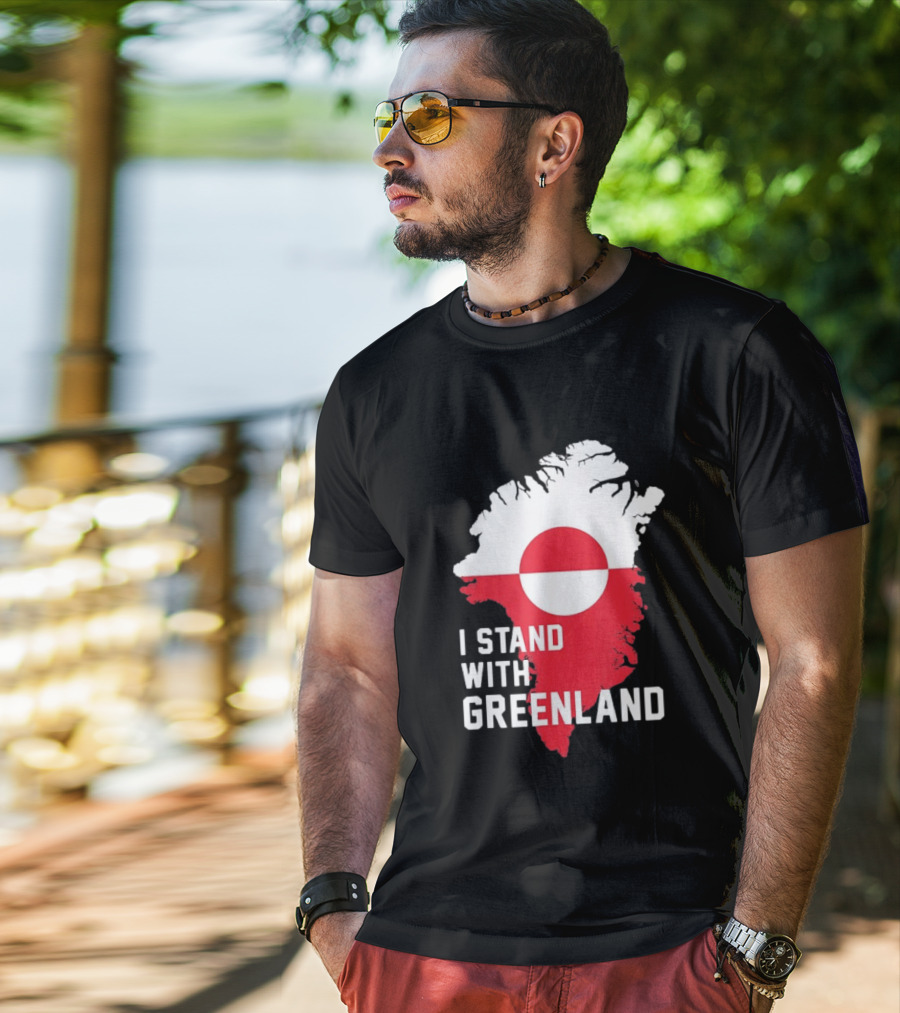 I Stand With Greenland Greenlanders Support Flag Map T-Shirt