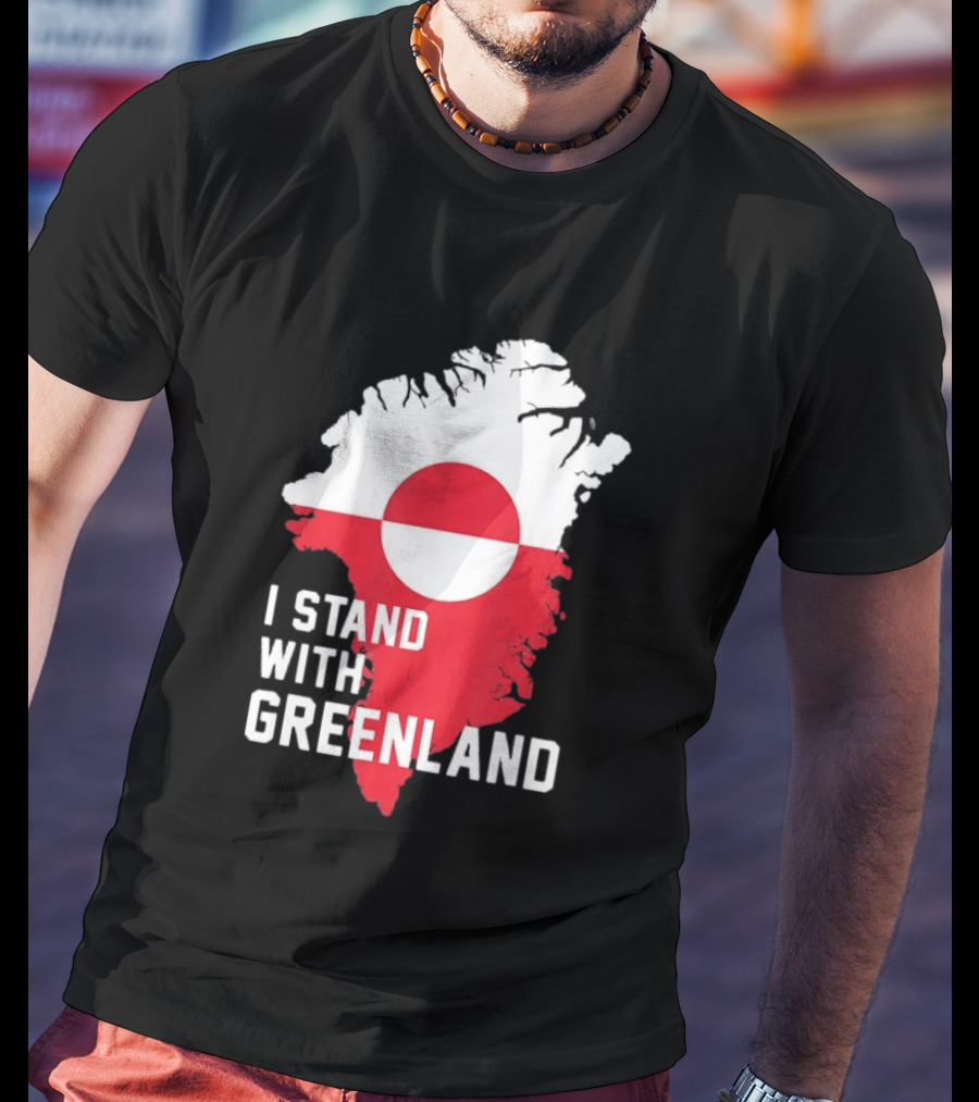 I Stand With Greenland Greenlanders Support Flag Map T-Shirt