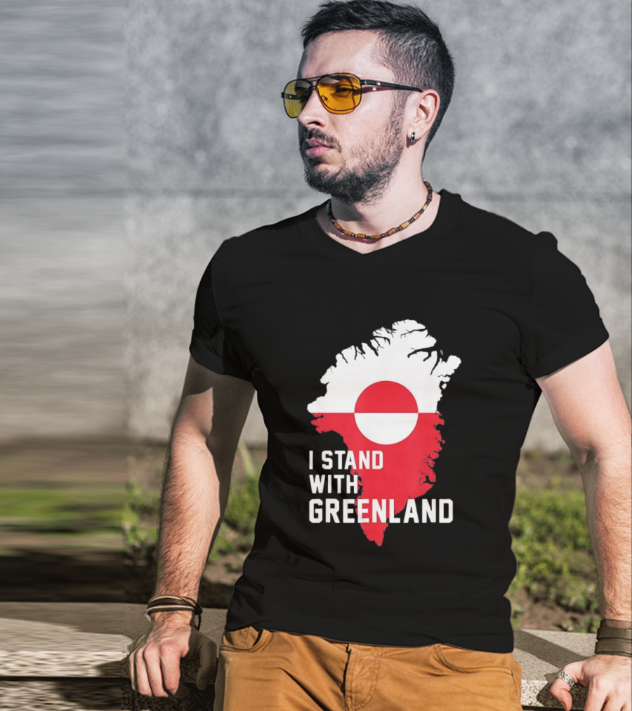 I Stand With Greenland Greenlanders Support Flag Map T-Shirt