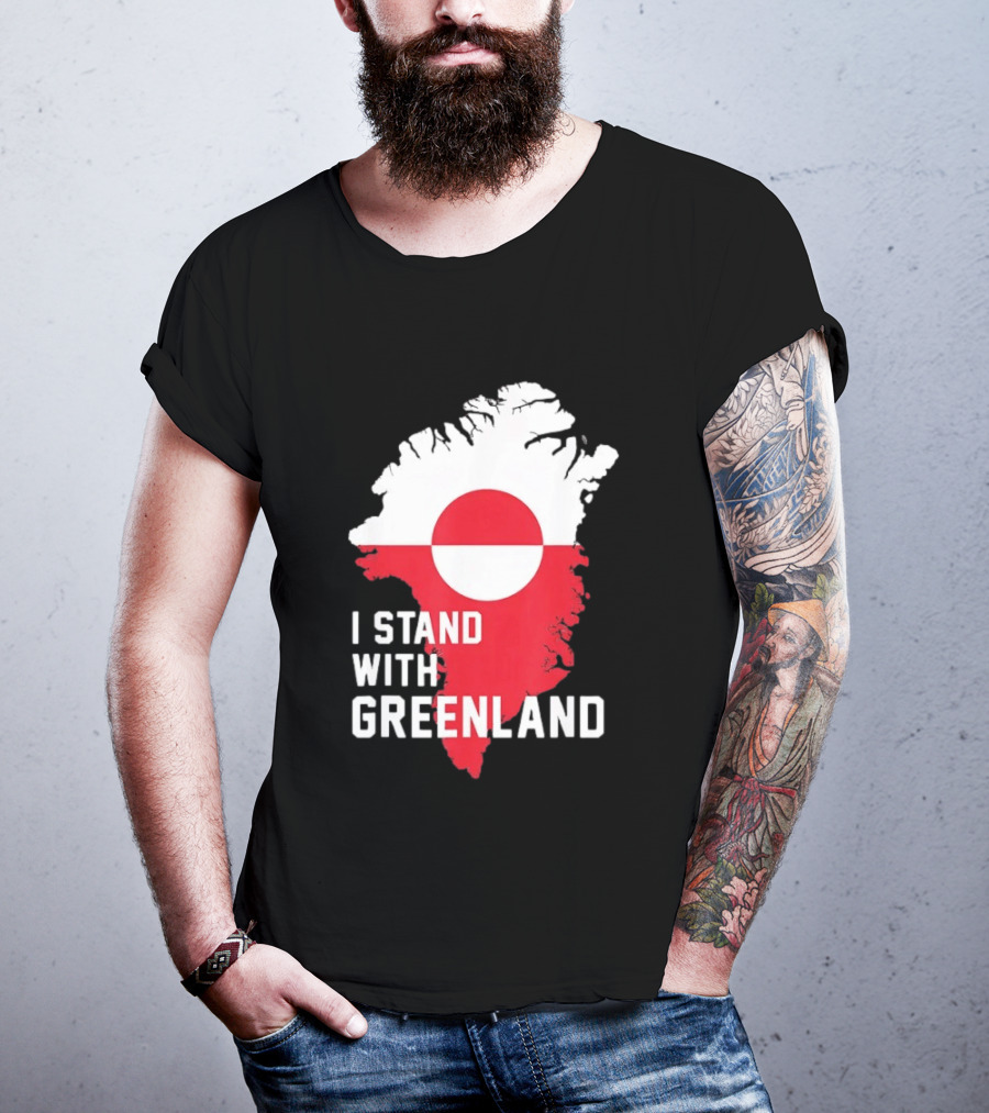 I Stand With Greenland Greenlanders Support Flag Map T-Shirt