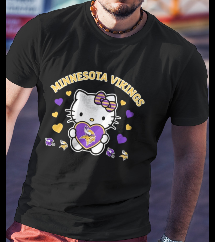 Minnesota Vikings Hello Kitty Valentine Hearts 2026 T-Shirt