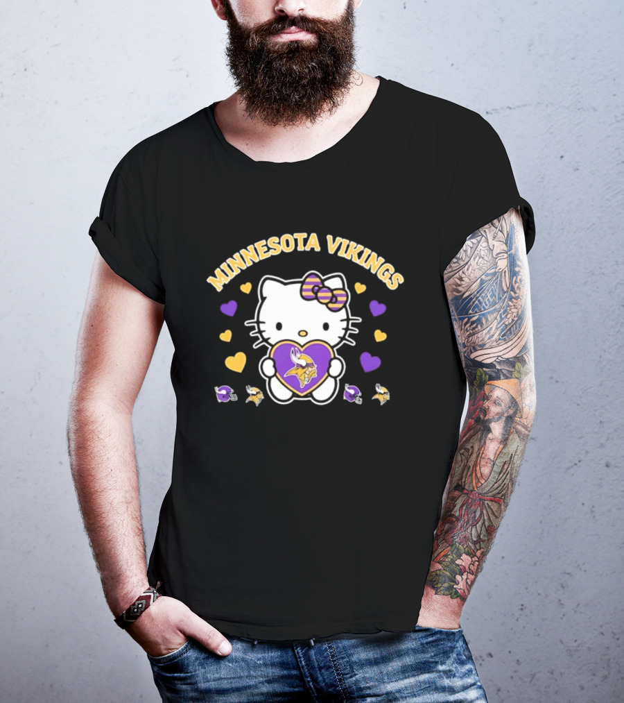Minnesota Vikings Hello Kitty Valentine Hearts 2026 T-Shirt