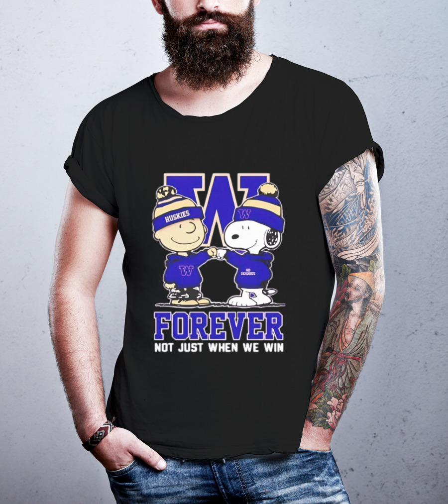 Peanut Snoopy Charlie Brown Washington Huskies Forever Not Just When We Win T-Shirt