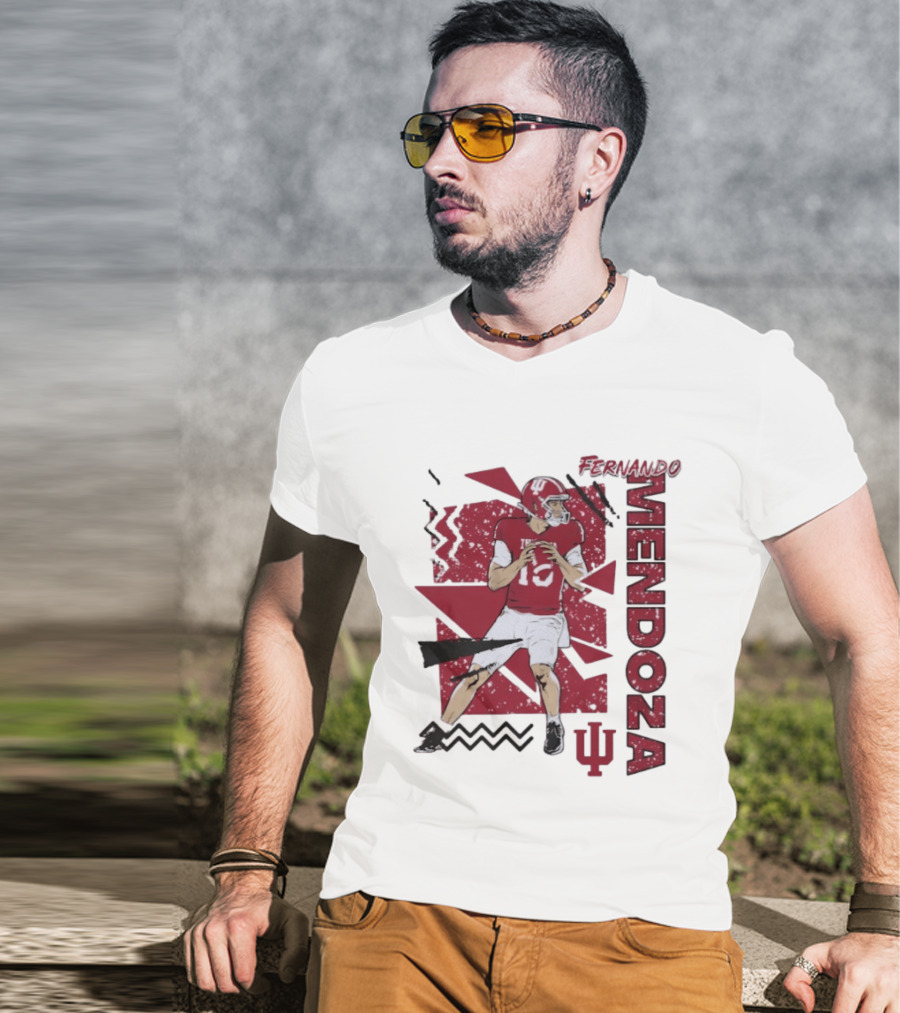 Indiana Football Fernando Mendoza Quarterback IU Sports Fan Gear T-Shirt