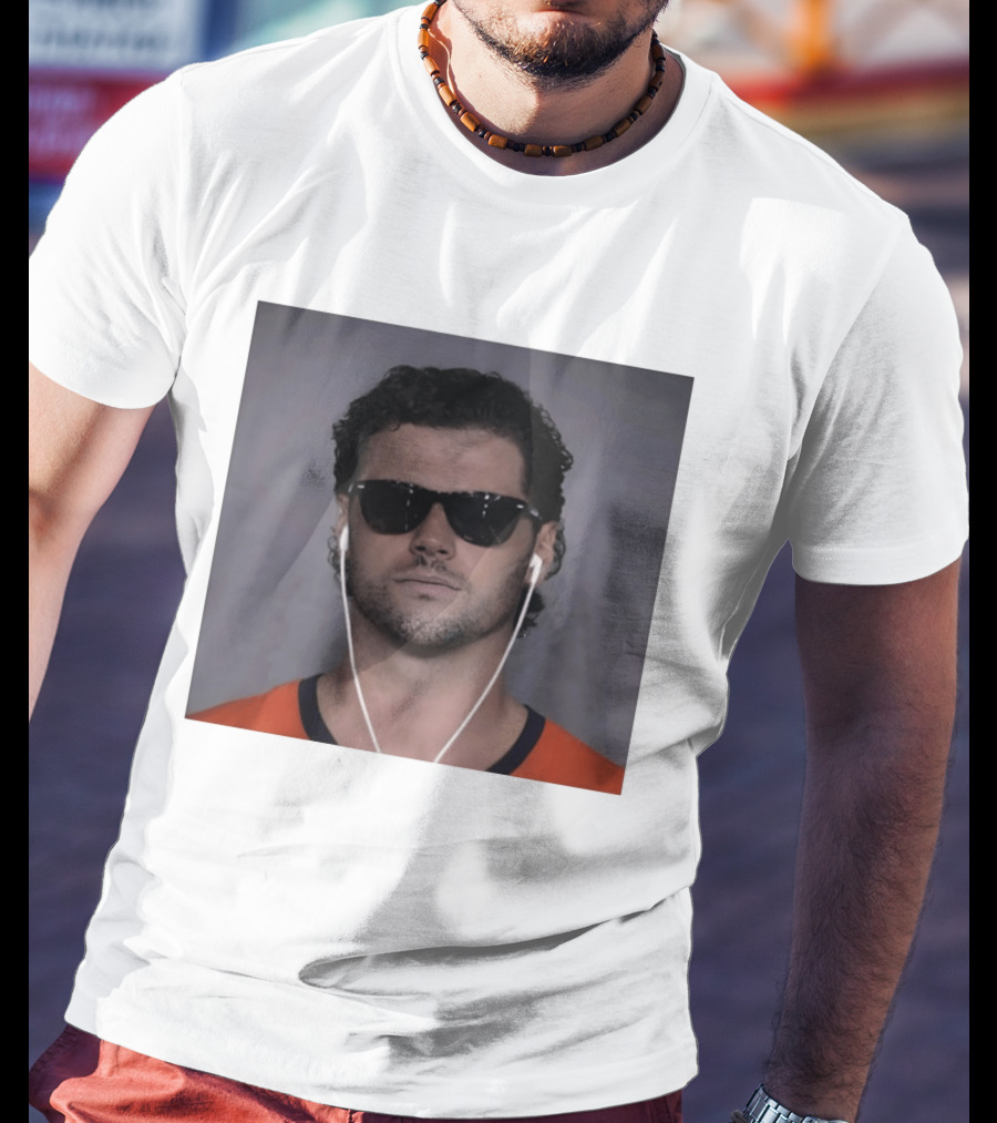 Jarrett Stidham Sunglasses And Earbuds Denver Broncos Orange T-Shirt
