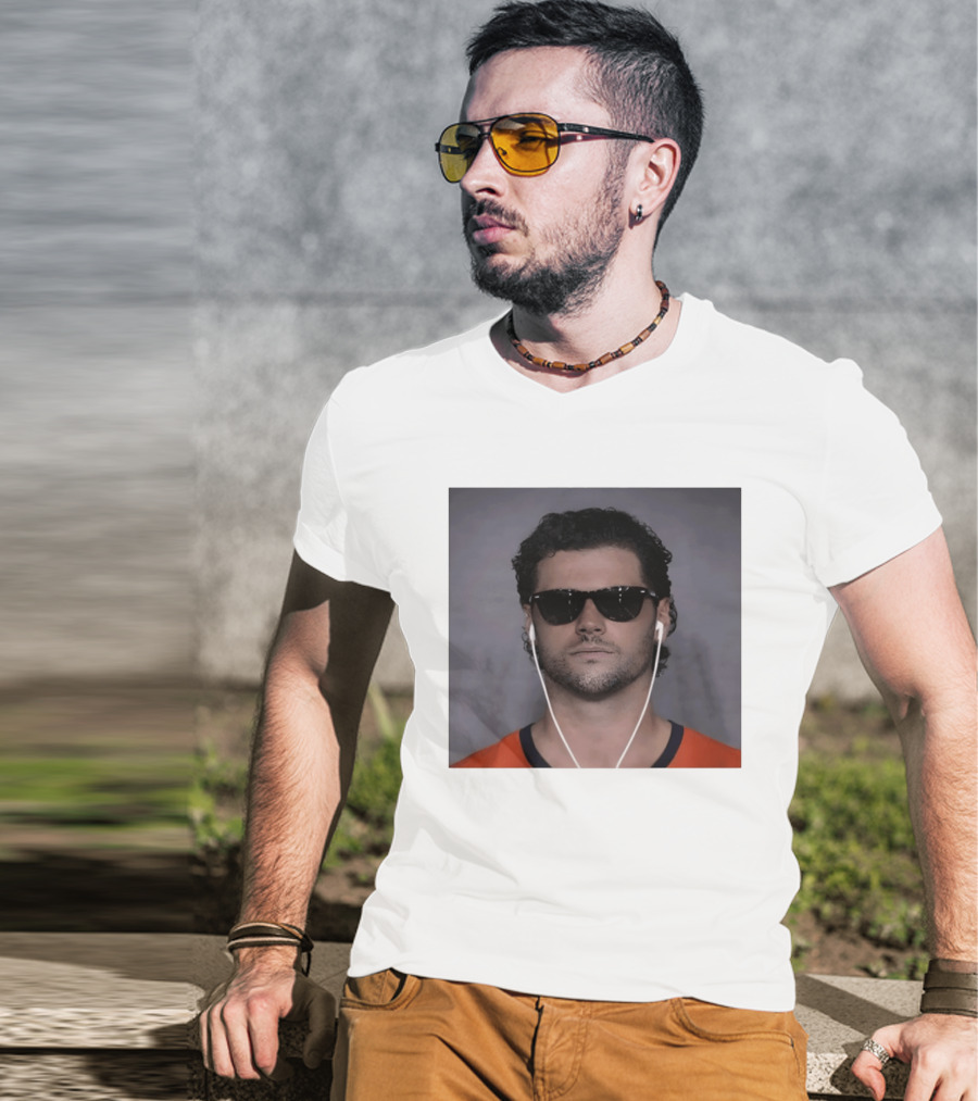 Jarrett Stidham Sunglasses And Earbuds Denver Broncos Orange T-Shirt