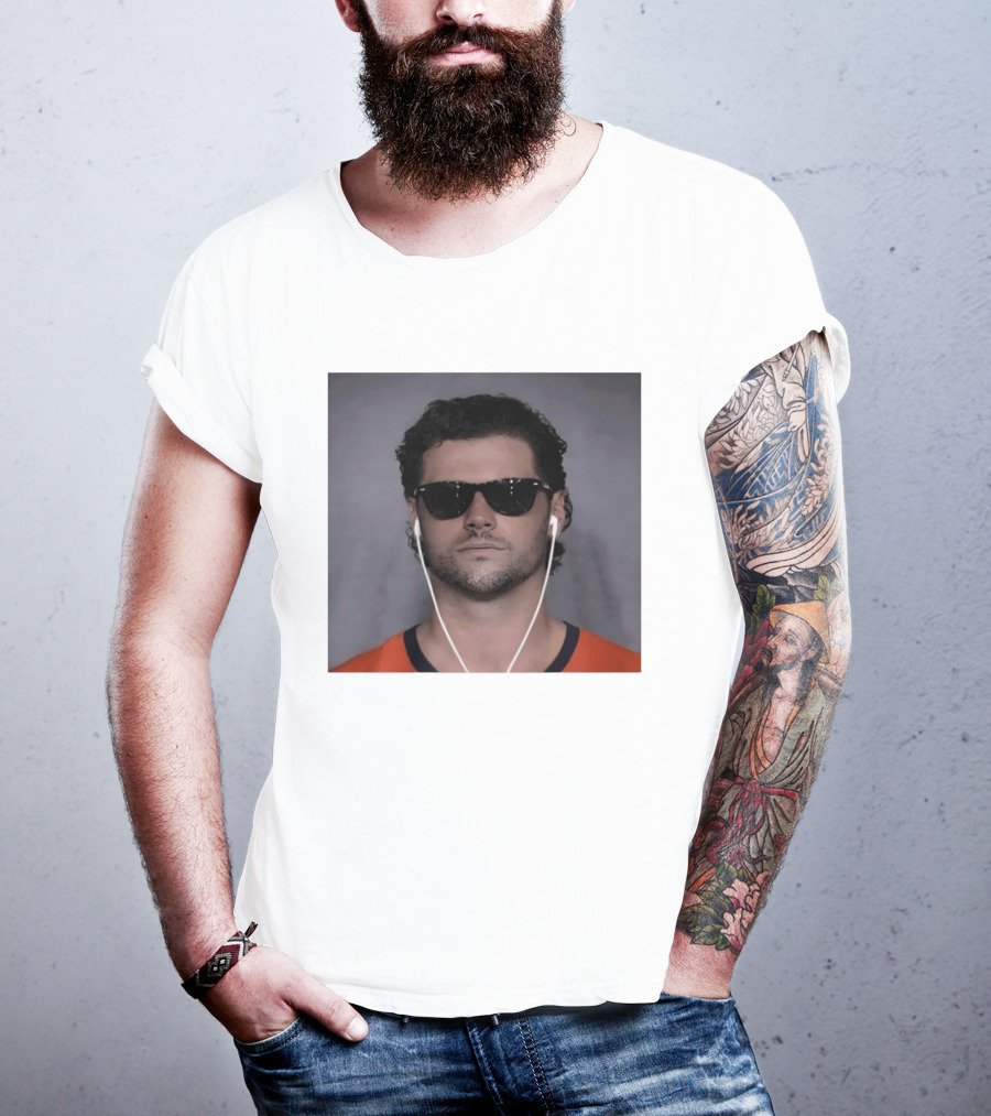 Jarrett Stidham Sunglasses And Earbuds Denver Broncos Orange T-Shirt