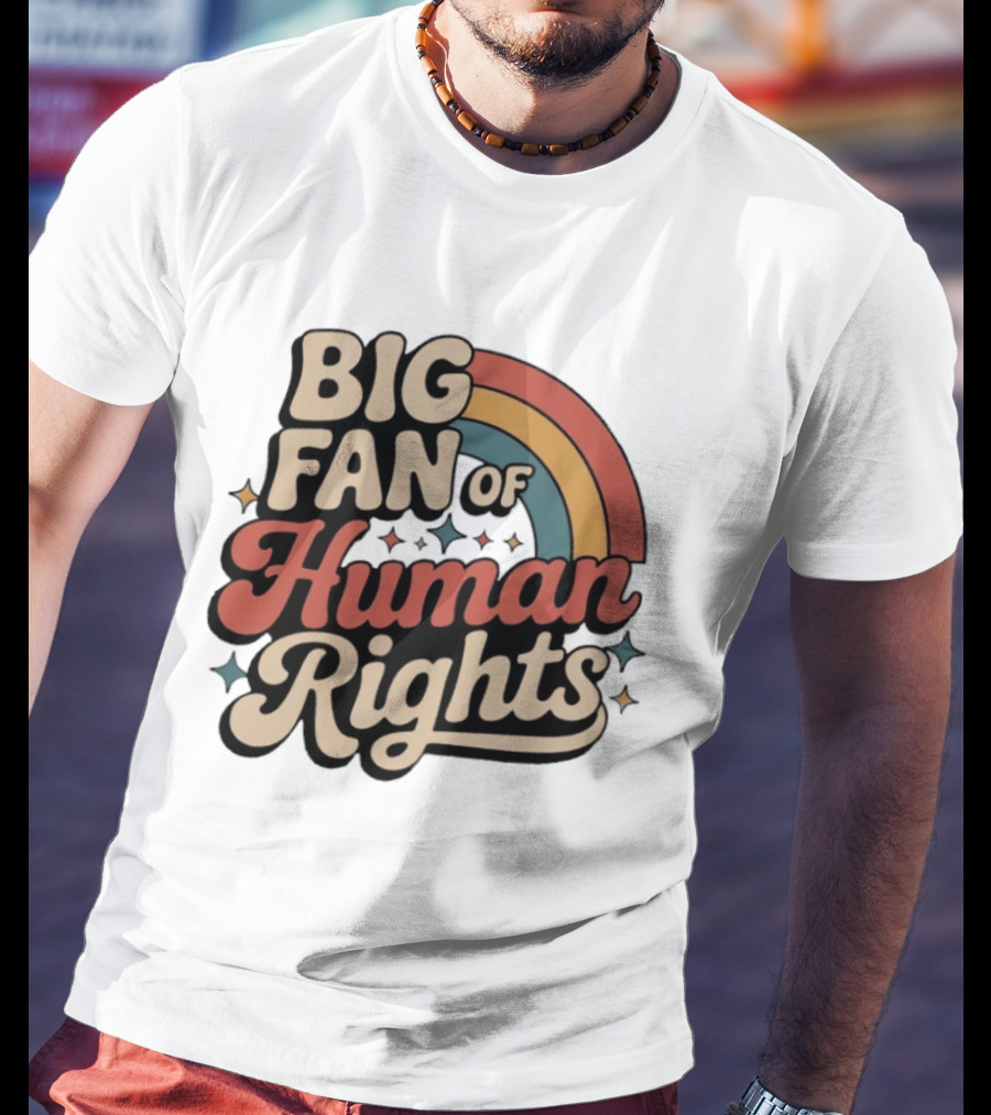 Big Fan Of Human Rights Retro Rainbow T-Shirt