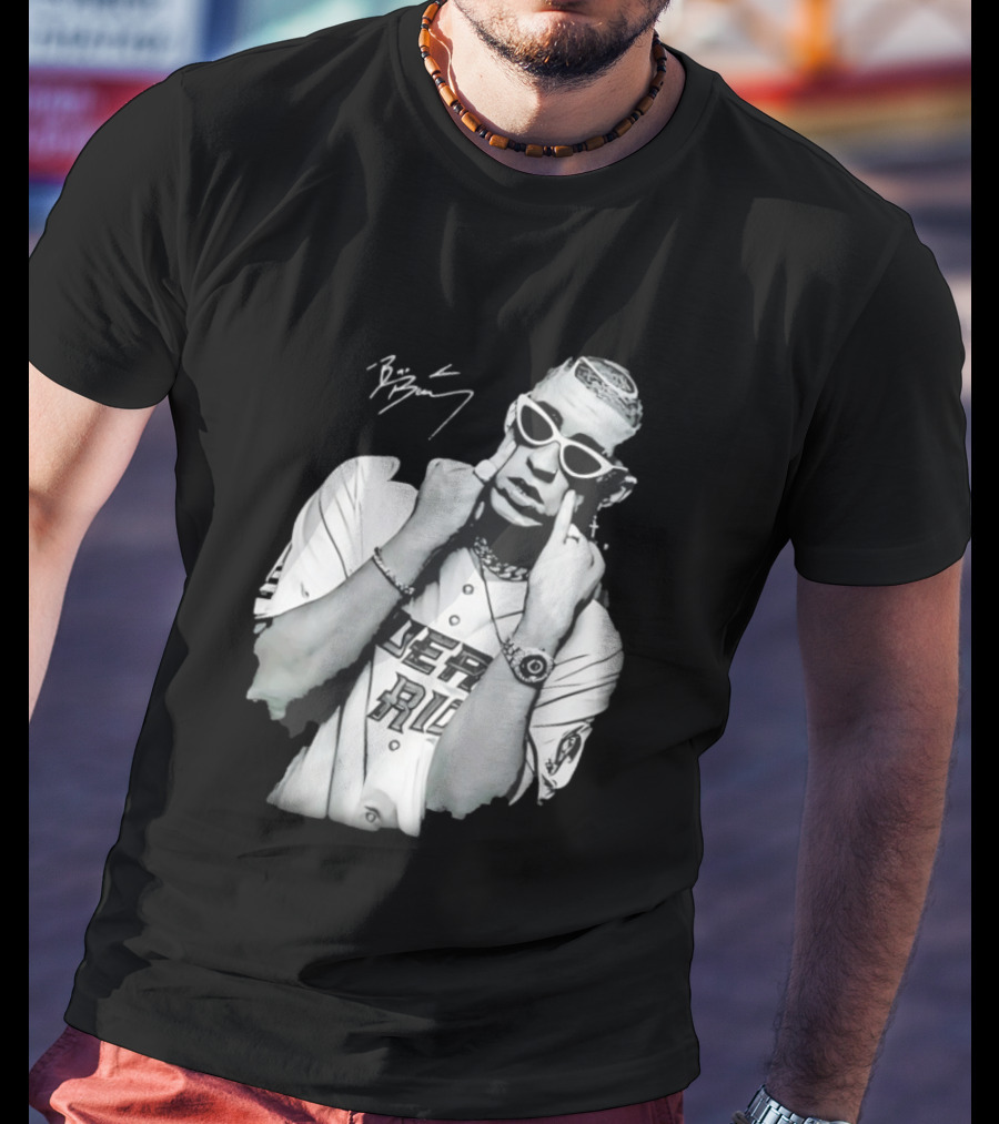 Benito Antonio Martinez Ocasio Bad Bunny Signature Puerto Rico Baseball Jersey Look T-Shirt