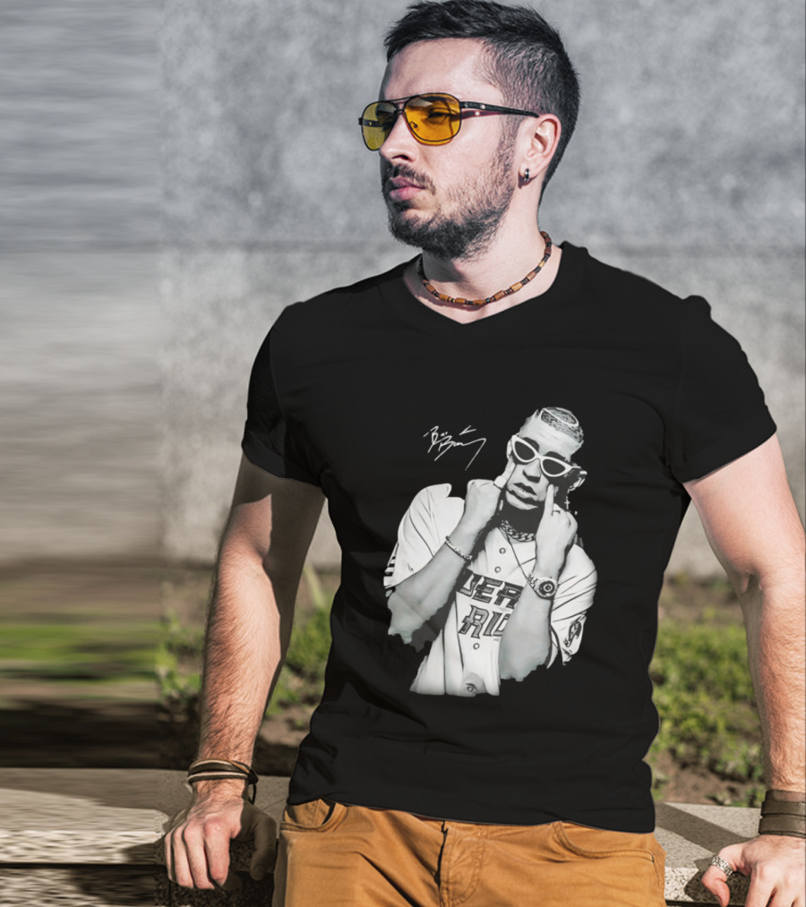 Benito Antonio Martinez Ocasio Bad Bunny Signature Puerto Rico Baseball Jersey Look T-Shirt