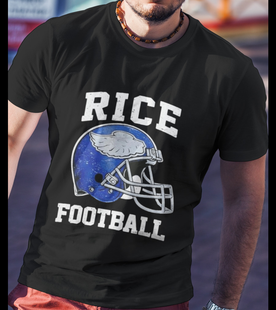 Rice Football Blue Winged Helmet T-Shirt