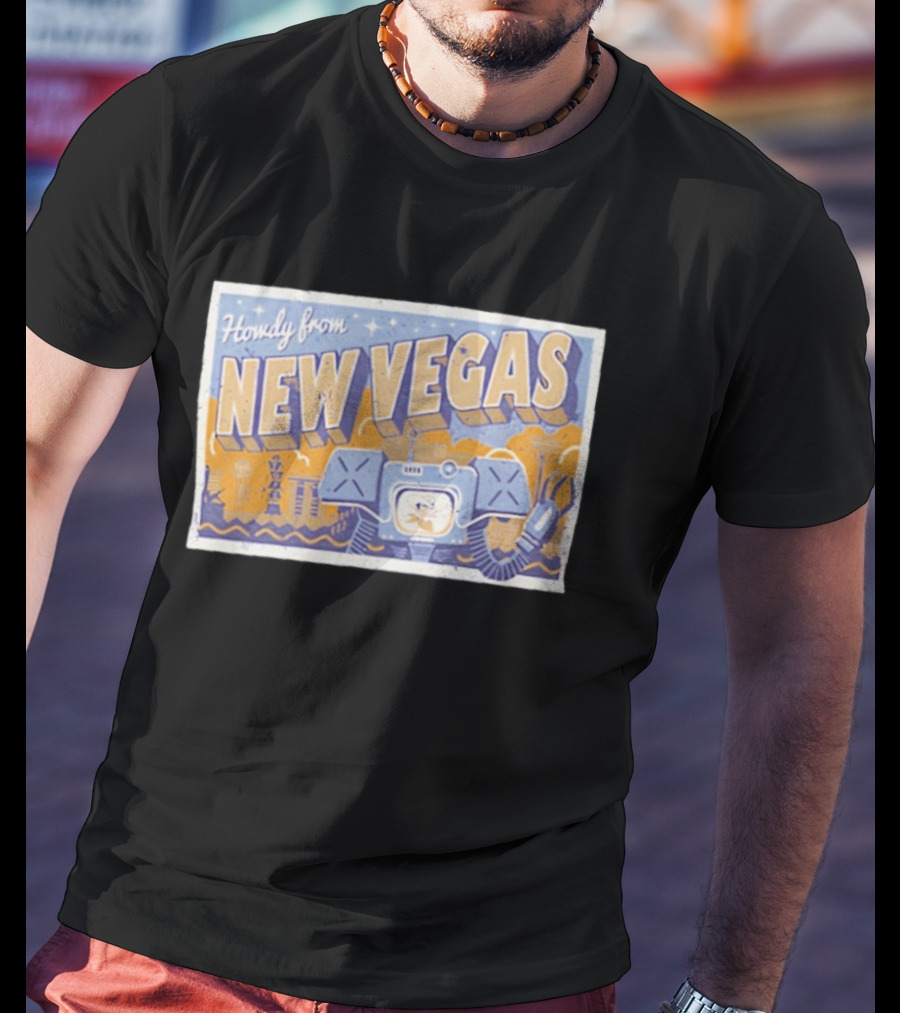 Howdy From New Vegas Fallout Robot Postcard T-Shirt