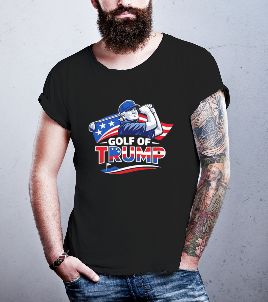 Golf Of Trump USA Patriotic Stars And Stripes Golfer T-Shirt
