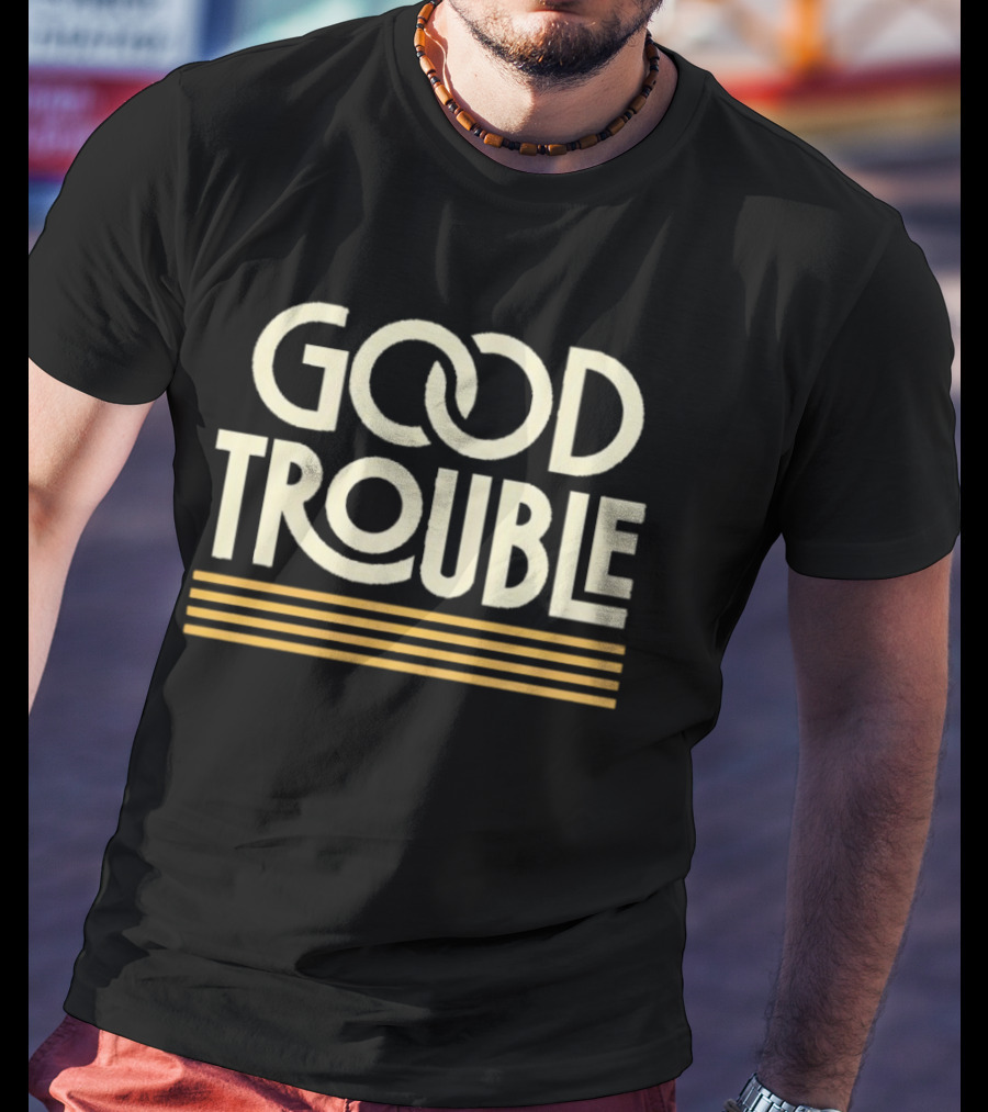 Good Trouble Yellow Lined T-Shirt