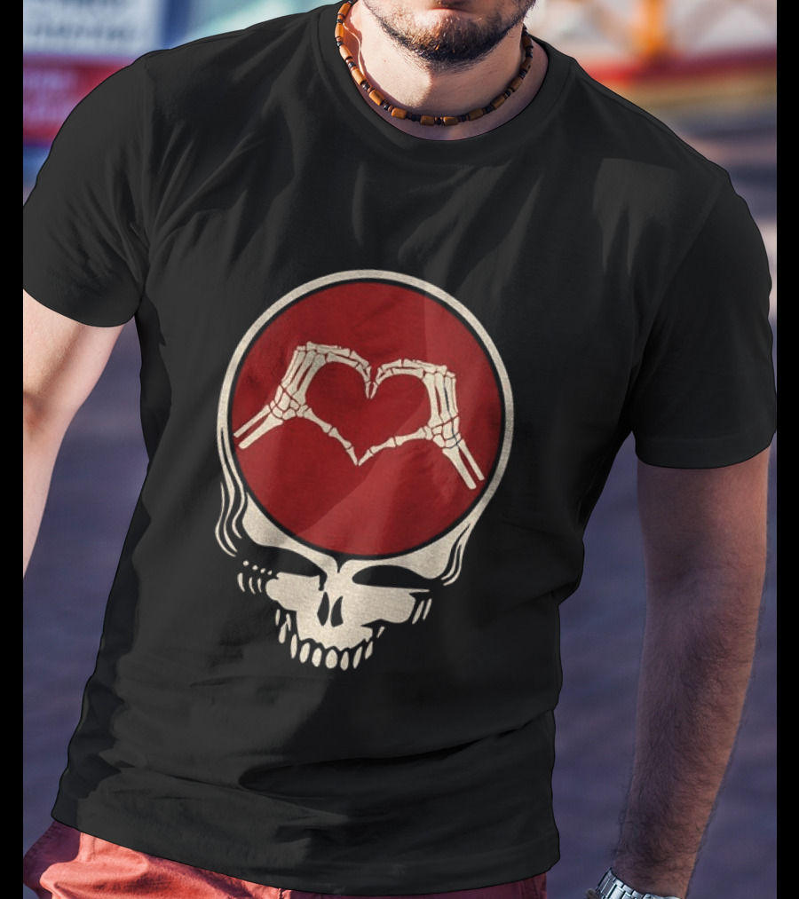 Grateful Dead Skull Skeleton Heart Hands Valentines Jerry Garcia Bob Weir T-Shirt