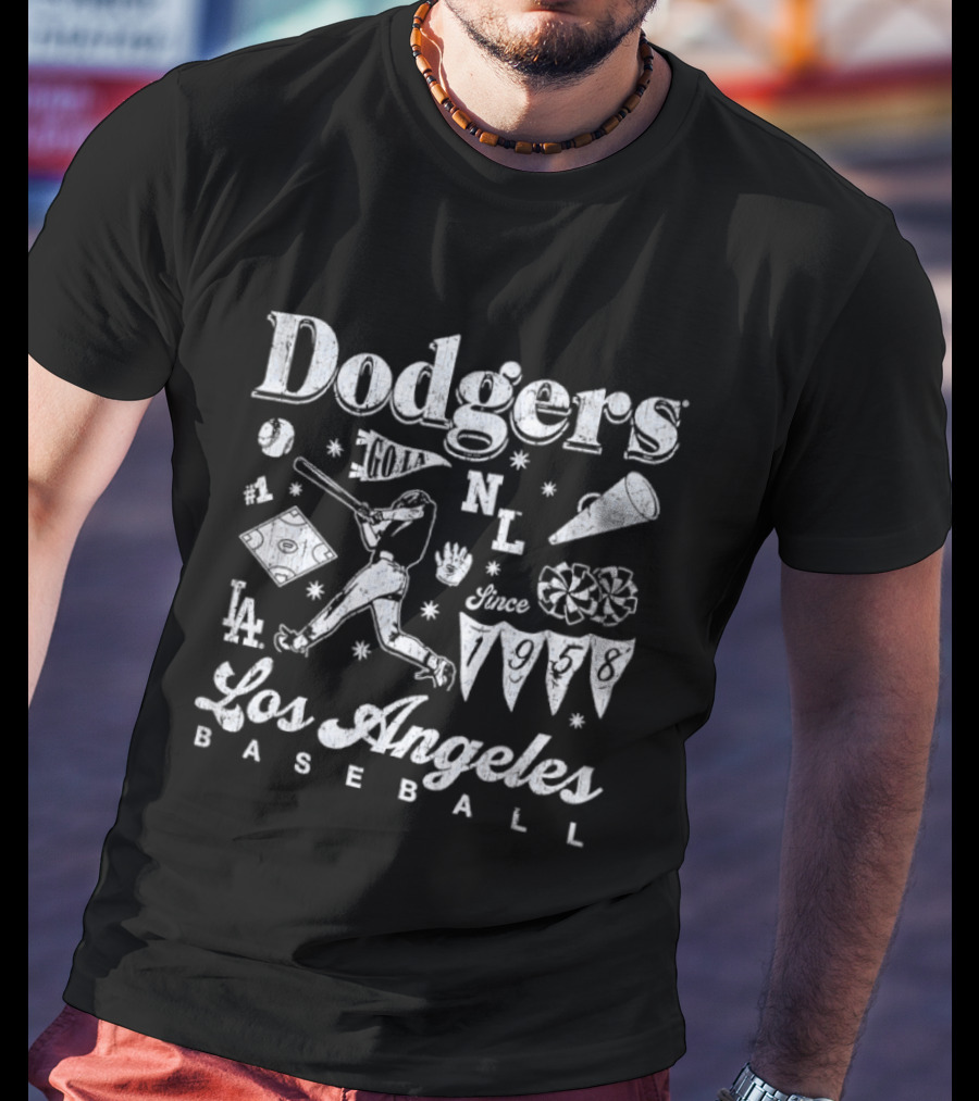 Dodgers Los Angeles Baseball Vintage Style Iconography MLB 1958 T-Shirt