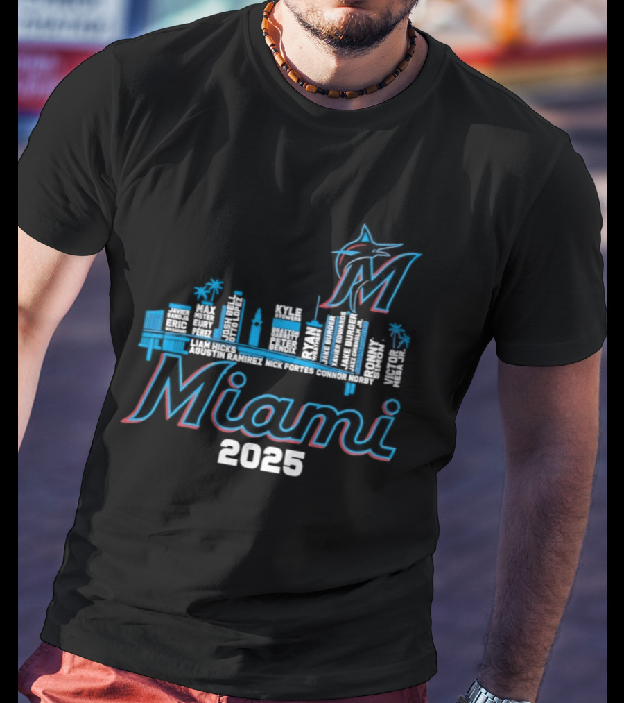 Miami Marlins City Skyline 2025 T-Shirt