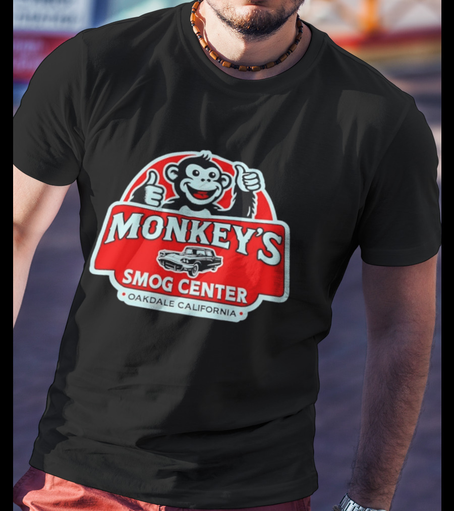 Monkey's Smog Center Oakdale California Thumbs Up Classic Car T-Shirt