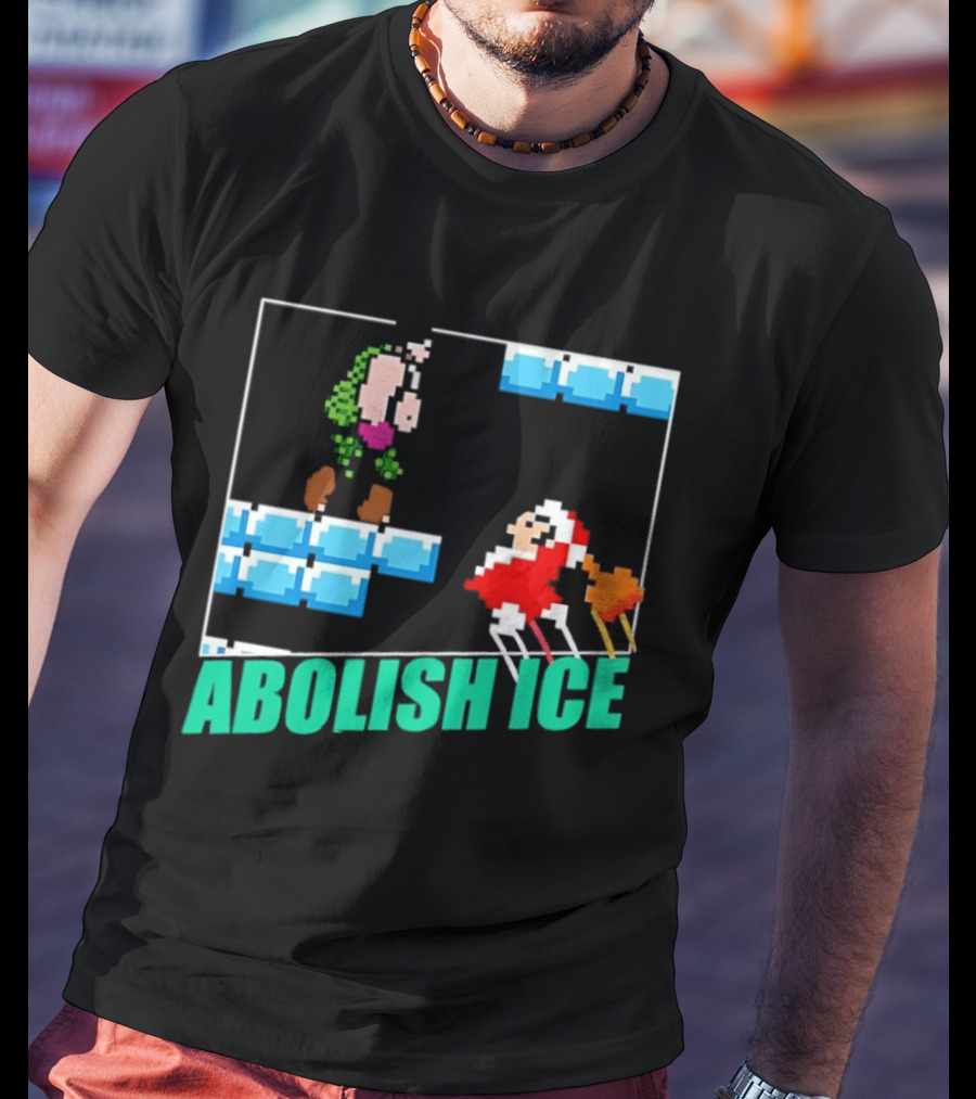Abolish ICE Super Mario Style Pixel Art USA Retro Gaming T-Shirt