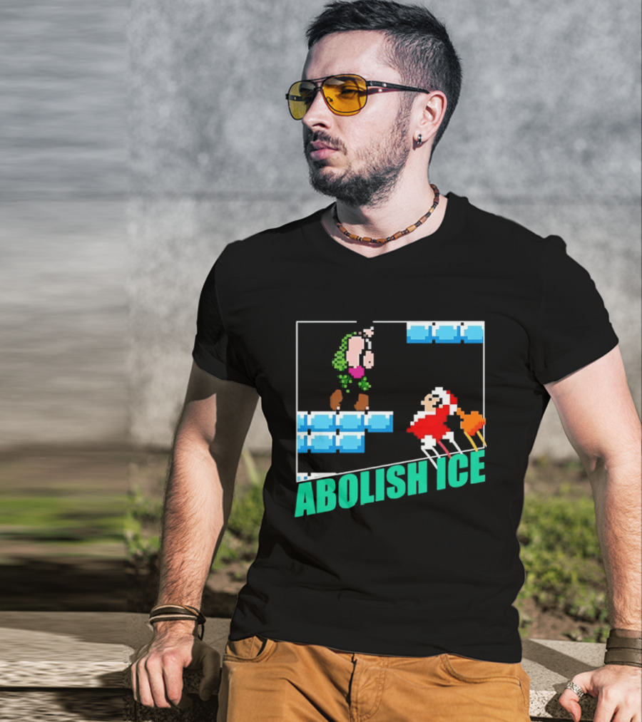 Abolish ICE Super Mario Style Pixel Art USA Retro Gaming T-Shirt