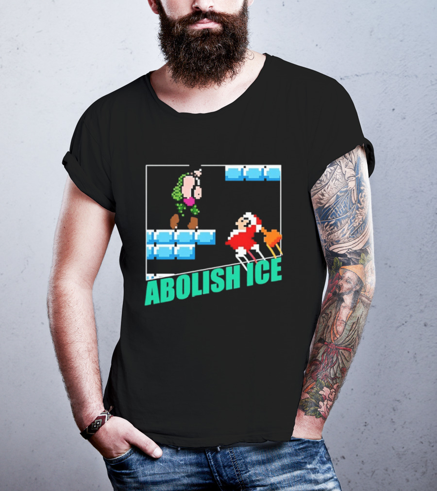 Abolish ICE Super Mario Style Pixel Art USA Retro Gaming T-Shirt