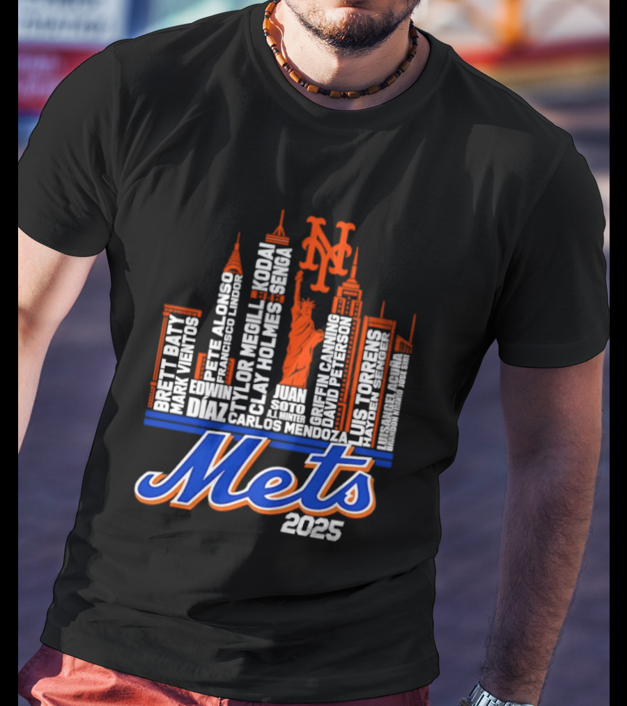 New York Mets Players City Skyline 2025 T-Shirt