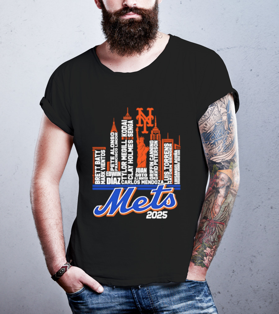 New York Mets Players City Skyline 2025 T-Shirt