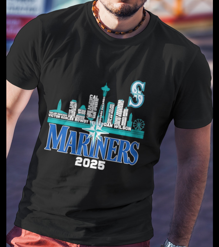 Seattle Mariners 2025 City Skyline Player Names Iconic S T-Shirt