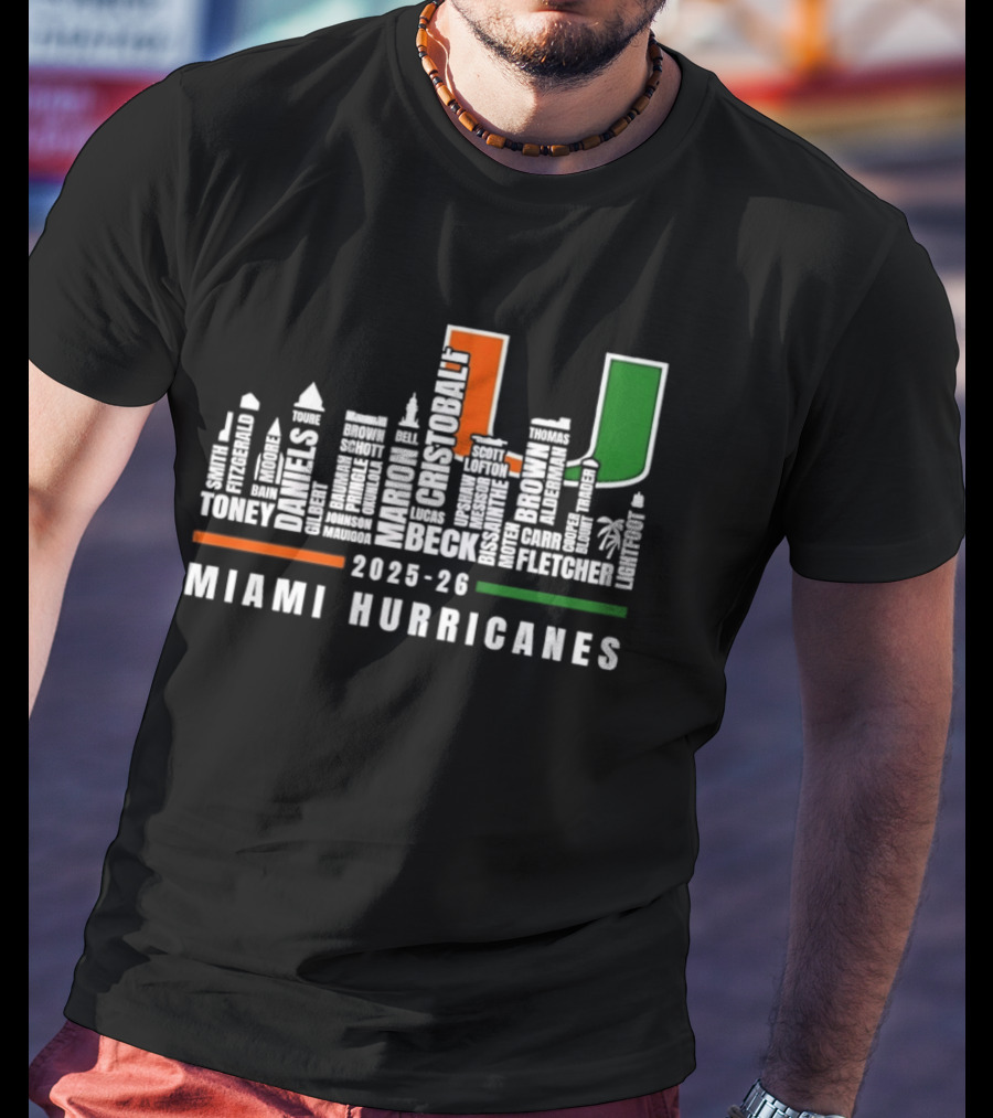 Skyline City Miami Hurricanes 2023 24 Player Names U T-Shirt