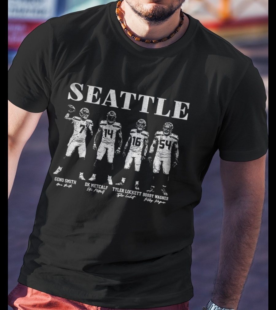 Seattle Seahawks Geno Smith DK Metcalf Tyler Lockett Bobby Wagner Signatures T-Shirt